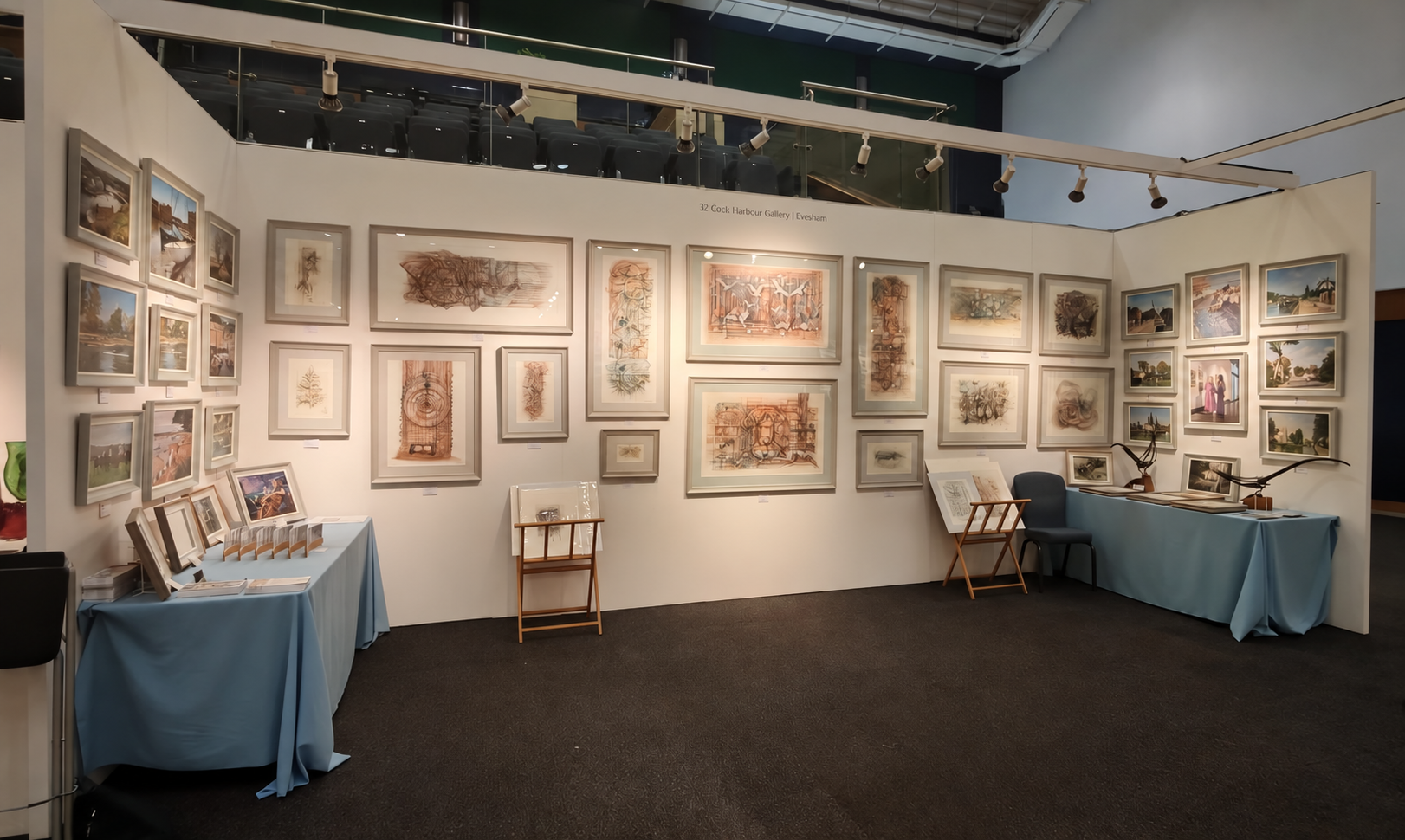 Anneka Reay's framed drawings displayed at Cock Harbour Gallery in Evesham
